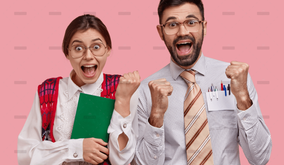 demo-attachment-58-overjoyed-clumsy-woman-man-nerds-clench-fists-celebrate-finishing-preparing-seminar-wear-spectacles-elegant-old-clothes-carry-textbook